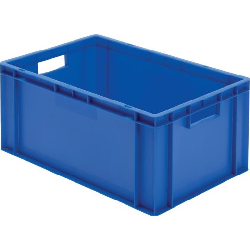 Transport-Stapelkasten 600x400x270 mm blau, geschlossen mit Griffloch