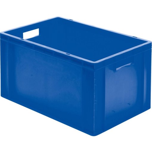 Transport-Stapelkasten 600x400x320 mm blau, geschlossen mit Griffloch
