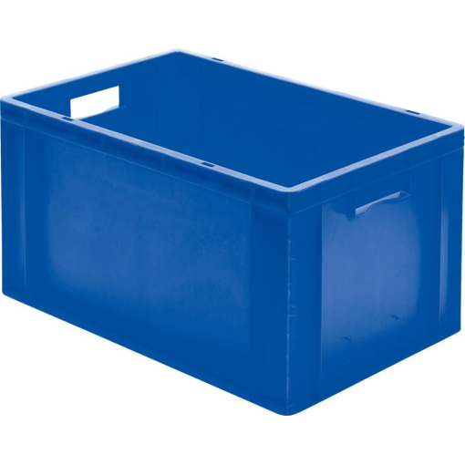Transport-Stapelkasten 600x400x320 mm blau, geschlossen mit Griffloch