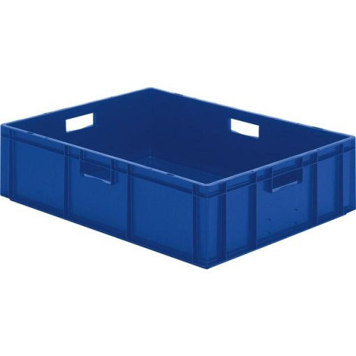 Transport-Stapelkasten 800x600x210 mm blau, geschlossen mit Griffloch