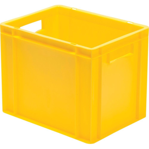Transport-Stapelkasten 400x300x320 mm gelb, geschlossen mit Griffloch