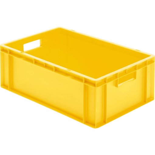Transport-Stapelkasten 600x400x210 mm gelb, geschlossen mit Griffloch