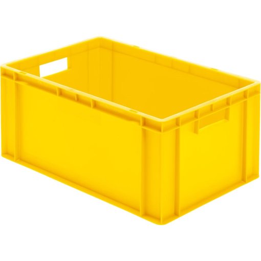 Transport-Stapelkasten 600x400x270 mm gelb, geschlossen mit Griffloch