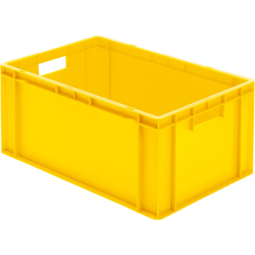 Transport-Stapelkasten 600x400x270 mm gelb, geschlossen mit Griffloch