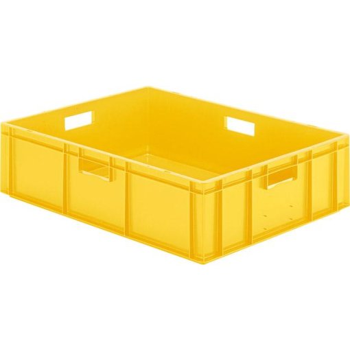 Transport-Stapelkasten 800x600x210 mm gelb, geschlossen mit Griffloch
