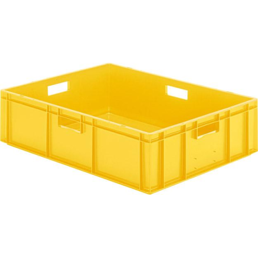 Transport-Stapelkasten 800x600x210 mm gelb, geschlossen mit Griffloch