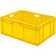 Transport-Stapelkasten 800x600x320 mm gelb, geschlossen mit Griffloch