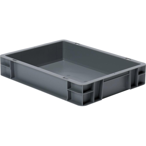Transport-Stapelkasten 400x300x75 mm grau, geschlossen ohne Griffloch