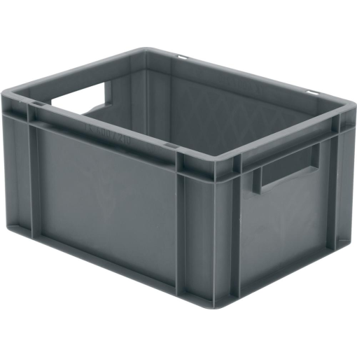 Transport-Stapelkasten 400x300x210 mm grau, geschlossen mit Griffloch