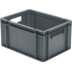 Transport-Stapelkasten 400x300x210 mm grau, geschlossen mit Griffloch