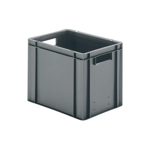 Transport-Stapelkasten 400x300x320 mm grau, geschlossen mit Griffloch
