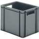 Transport-Stapelkasten 400x300x320 mm grau, geschlossen mit Griffloch