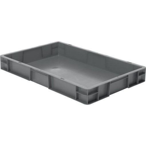 Transport-Stapelkasten 600x400x75 mm grau, geschlossen ohne Griffloch