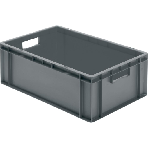Transport-Stapelkasten 600x400x210 mm grau, geschlossen mit Griffloch