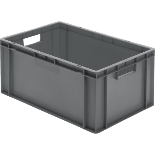 Transport-Stapelkasten 600x400x270 mm grau, geschlossen mit Griffloch