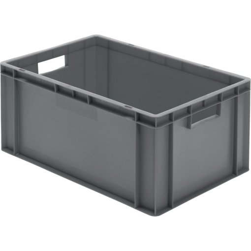 Transport-Stapelkasten 600x400x270 mm grau, geschlossen mit Griffloch