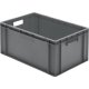 Transport-Stapelkasten 600x400x270 mm grau, geschlossen mit Griffloch
