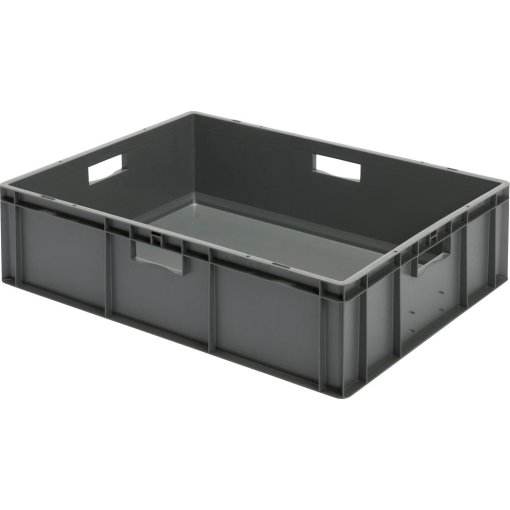Transport-Stapelkasten 800x600x210 mm grau, geschlossen mit Griffloch