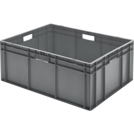 Transport-Stapelkasten 800x600x320 mm grau, geschlossen mit Griffloch