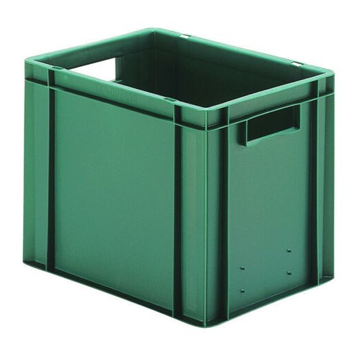Transport-Stapelkasten 400x300x320 mm grün, geschlossen mit Griffloch