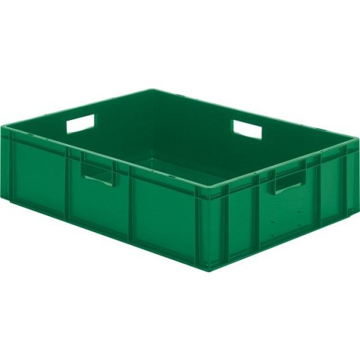 Transport-Stapelkasten 800x600x210 mm grün, geschlossen mit Griffloch