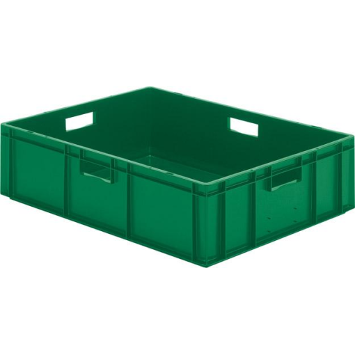 Transport-Stapelkasten 800x600x210 mm grün, geschlossen mit Griffloch