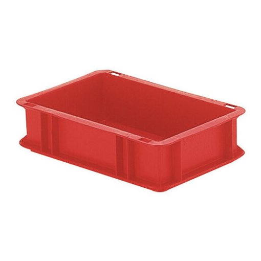 Transport-Stapelkasten 300x200x75 mm rot, geschlossen ohne Griffloch