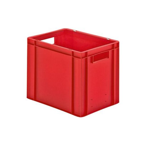 Transport-Stapelkasten 400x300x320 mm rot, geschlossen mit Griffloch