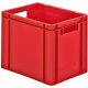 Transport-Stapelkasten 400x300x320 mm rot, geschlossen mit Griffloch