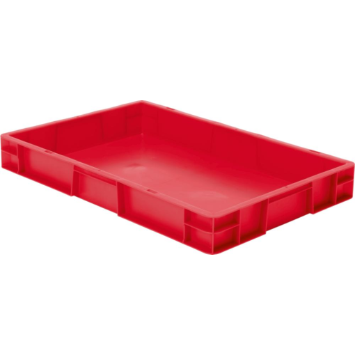 Transport-Stapelkasten 600x400x75 mm rot, geschlossen ohne Griffloch