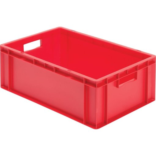 Transport-Stapelkasten 600x400x210 mm rot, geschlossen mit Griffloch
