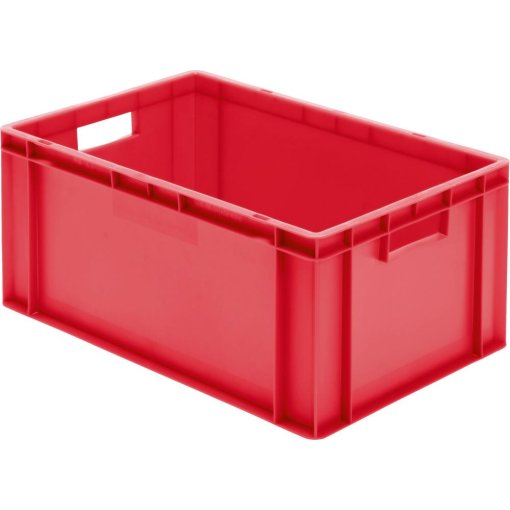 Transport-Stapelkasten 600x400x270 mm rot, geschlossen mit Griffloch
