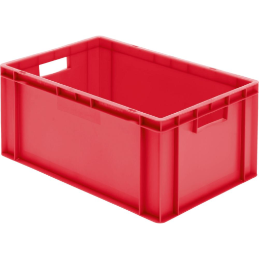Transport-Stapelkasten 600x400x270 mm rot, geschlossen mit Griffloch