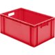 Transport-Stapelkasten 600x400x270 mm rot, geschlossen mit Griffloch
