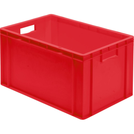 Transport-Stapelkasten 600x400x320 mm rot, geschlossen mit Griffloch