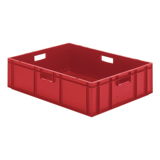 Transport-Stapelkasten 800x600x210 mm rot, geschlossen mit Griffloch