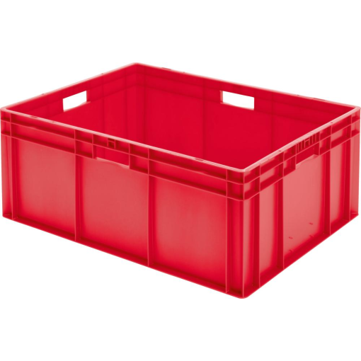 Transport-Stapelkasten 800x600x320 mm rot, geschlossen mit Griffloch