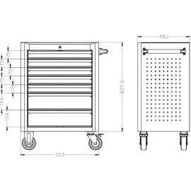 Werkstattwagen 723 x 482 x 827,5 mm 69-teilig