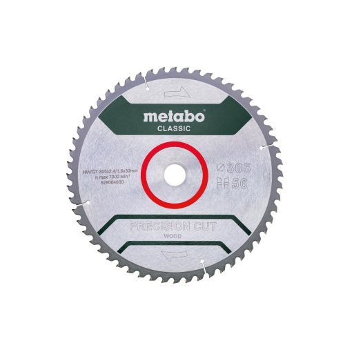 Sägeblatt precision cut wood - classic, 305x30, Z56 WZ 5° neg (628064000) Metabo