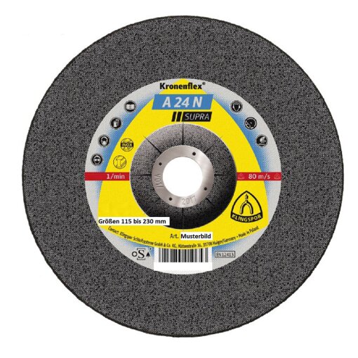 1 Stück Trennscheibe A24N Supra 180 x 3 x 22,23 gekröpft Klingspor