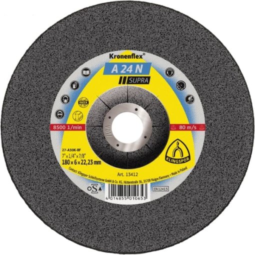 1 Stück Schruppscheibe A24N Supra Edelstahl 180 x 6 x 22,23mm Klingspor