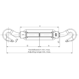 1 Stk. Spannschloß DIN 1480 Haken/Haken galv. verzinkt M 24