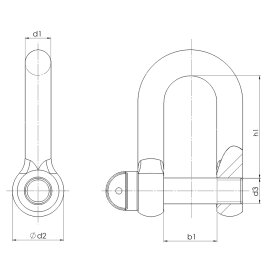 1 Stück Schäkel gerade verzinkt 25 mm