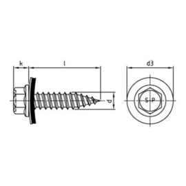 100 Stk. Bi-Metall Dünnblechschrauben mit Dichtscheibe A2 6,0x25 DS 16 mm