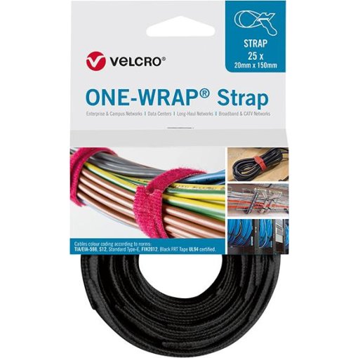 Klettkabelbinder ONE-WRAP® Strap schwarz 200 mm 25 Stück