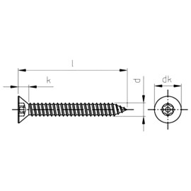 100 Stück Sicherheitsschrauben Senkkopf A2 6,3x25 Art.9122