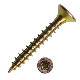 200 Stück Spanplattenschrauben Pozidrive verz.gelb Vollgewinde 6,0 x 45