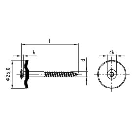 100 Stk. Spenglerschrauben A2 D25 Torx 4,5 x 70 mm