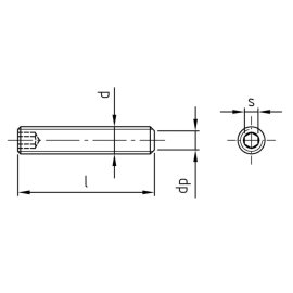 500 Stück Gewindestift ISO 4026 Edelstahl A4 M4 x 6