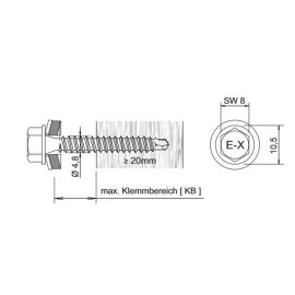 100 Stk. Bohrschrauben E-X BOHR RS 14 4.8 x 80 mm